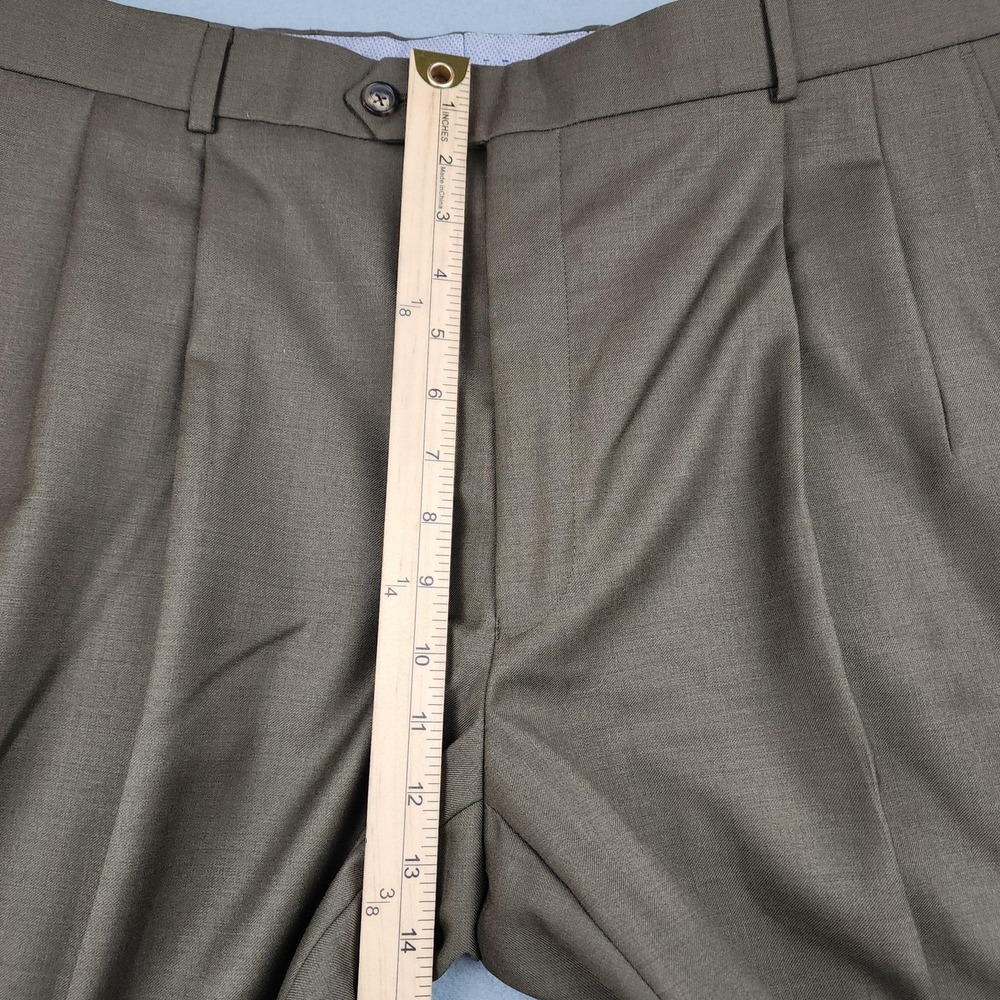 Beecroft & Bull Pants Mens 38 Brown Super 120s Wool Pleated Cuffed Comfort EZE - Picture 7 of 11
